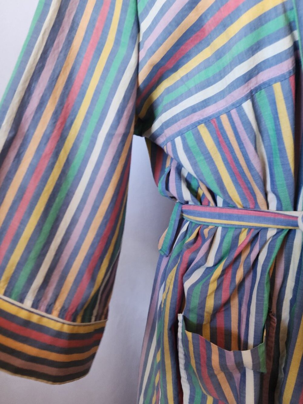 Christian Dior Monsieur OS Unisex Multi-Color Striped Front Pockets Belted Robe - Picture 6 of 12